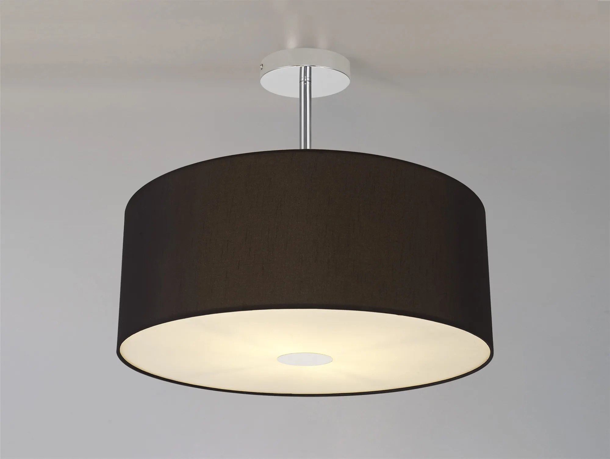 Baymont 50cm Semi Flush 3 Light Polished Chrome, Midnight Black/Green Olive, Frosted Diffuser DK0331  Deco Baymont CH BL/GR